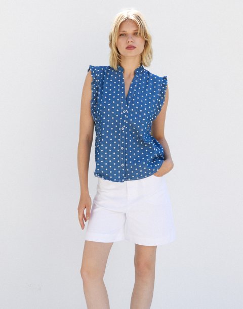 Embroidered denim shirt