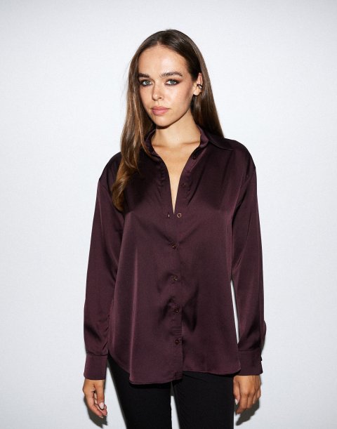 Oversized satin shirt