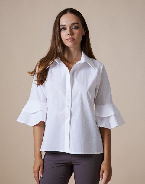 Poplin shirt with ruffles