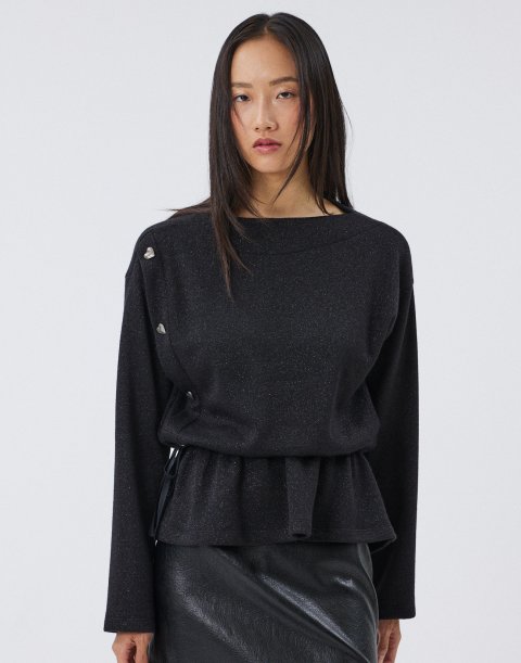 Metallic thread knit blouse