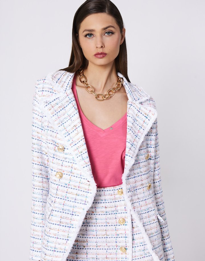 Textured double-breasted blazer