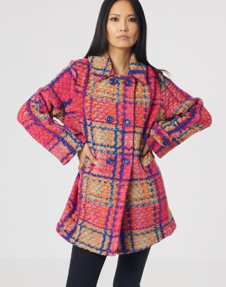 Patchwork coat with collar