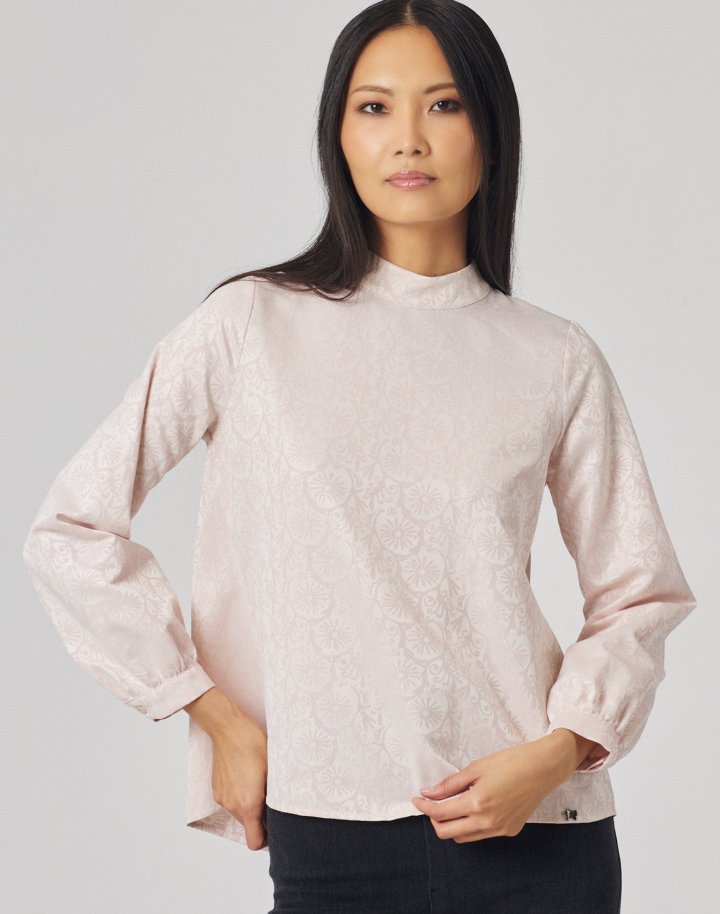 Jacquard blouse with jewel detail