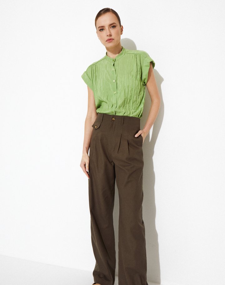 Straight fit linen trousers