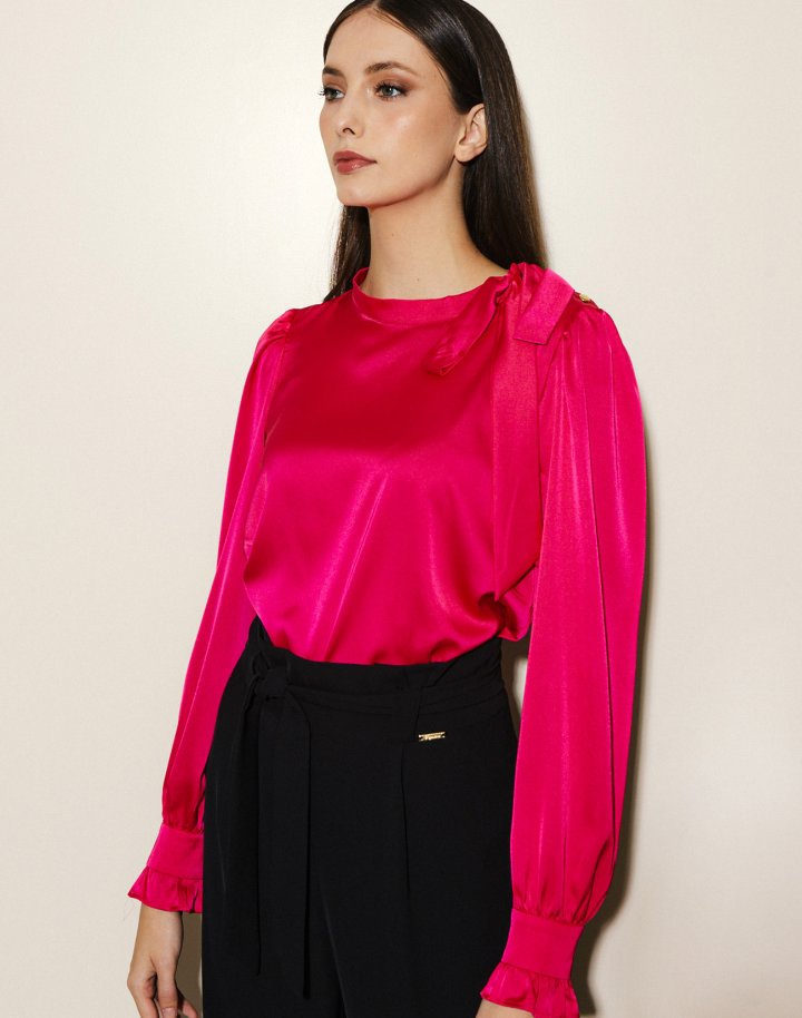 Satin blouse with tie