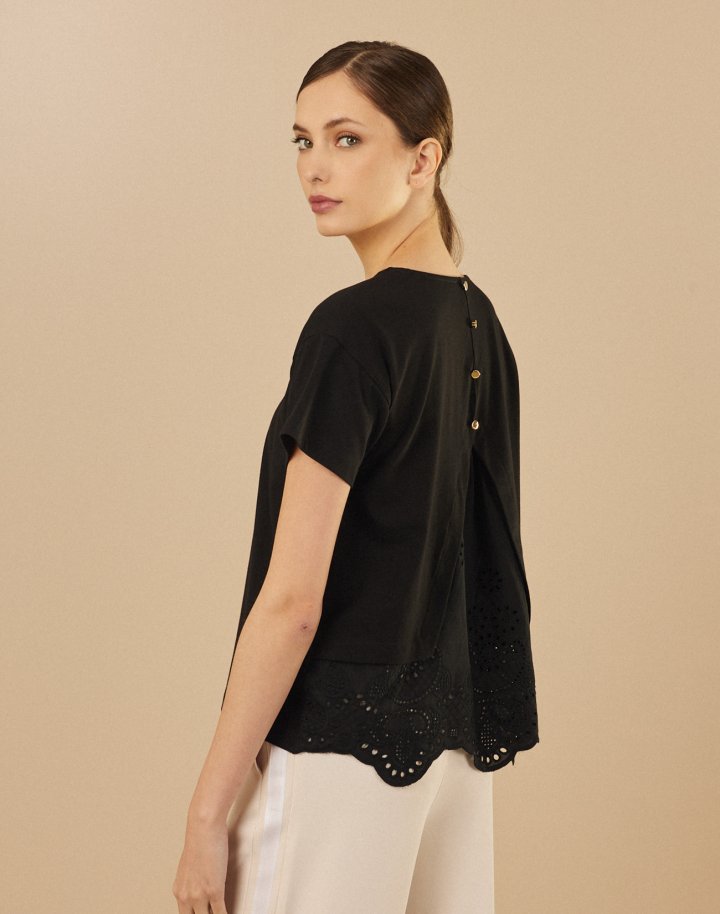 Blouse with broderie detail