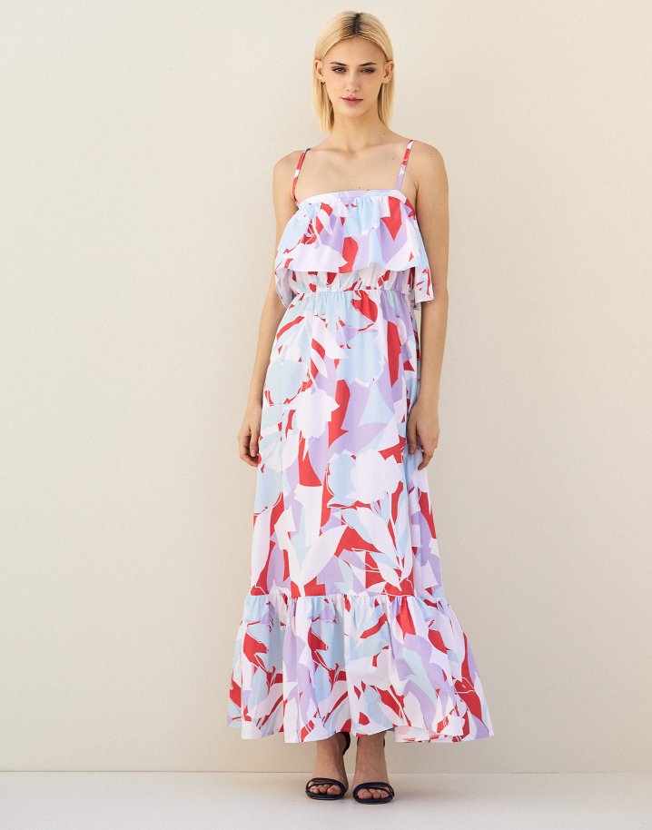 Printed poplin dress