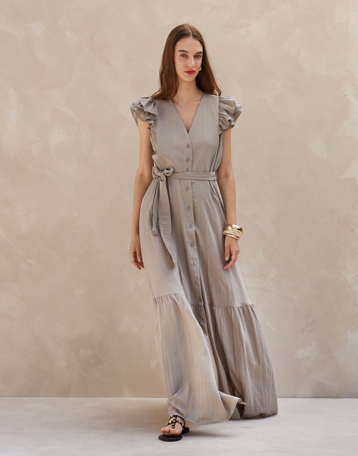 Dress with double ruffles