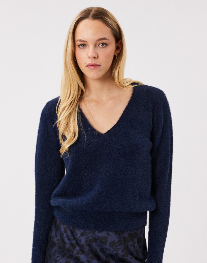 Metallic thread sweater