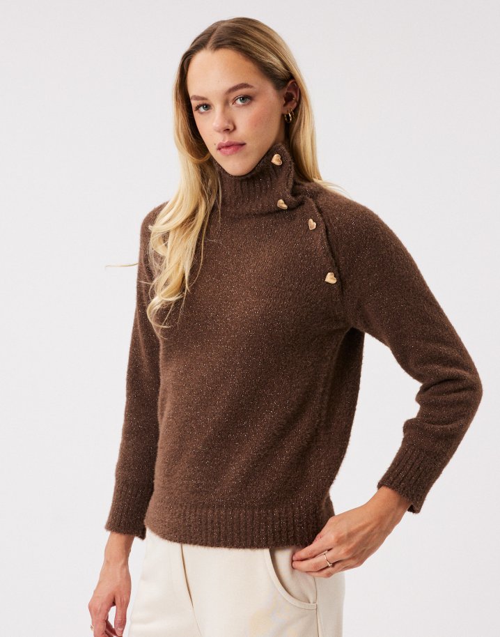 Knit sweater with buttons