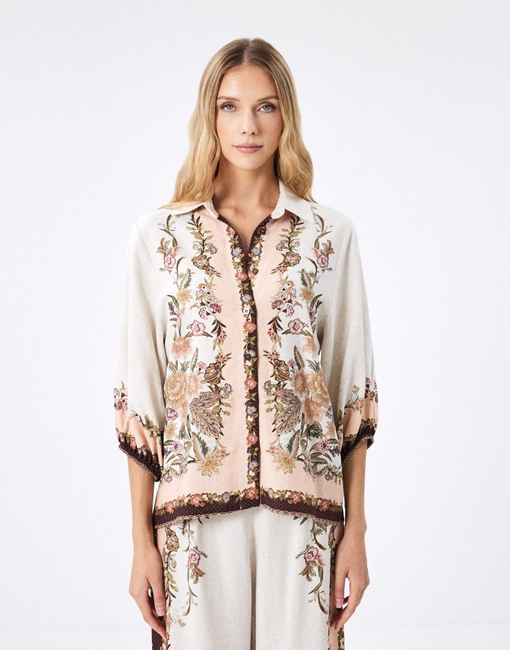 Printed linen shirt