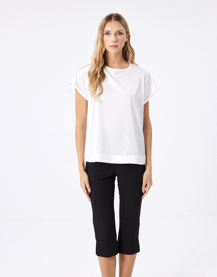 Turn up satin blouse