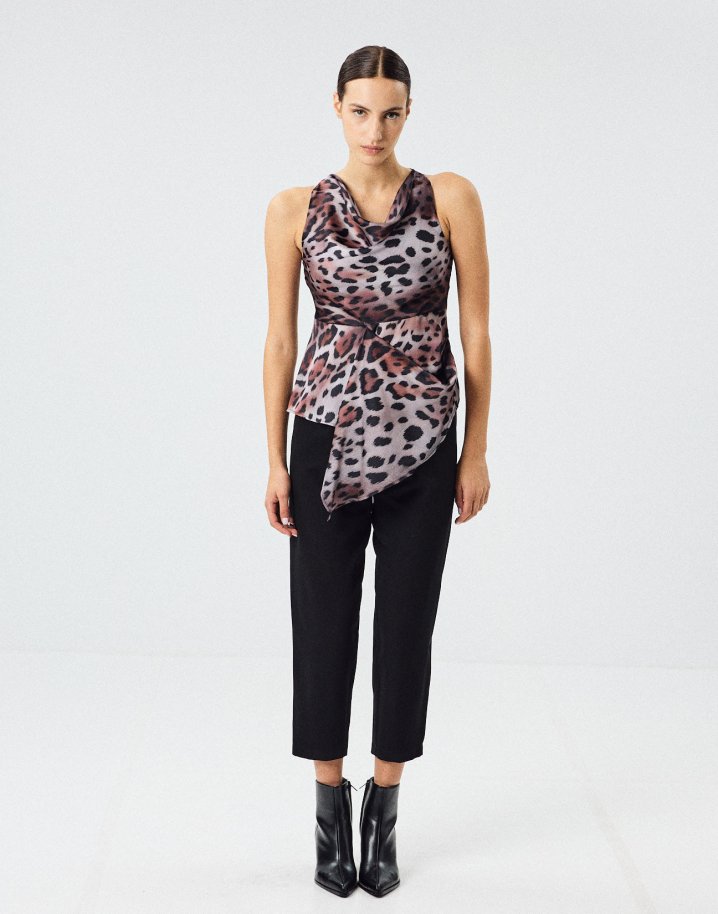 Ασύμμετρο animal print τοπ