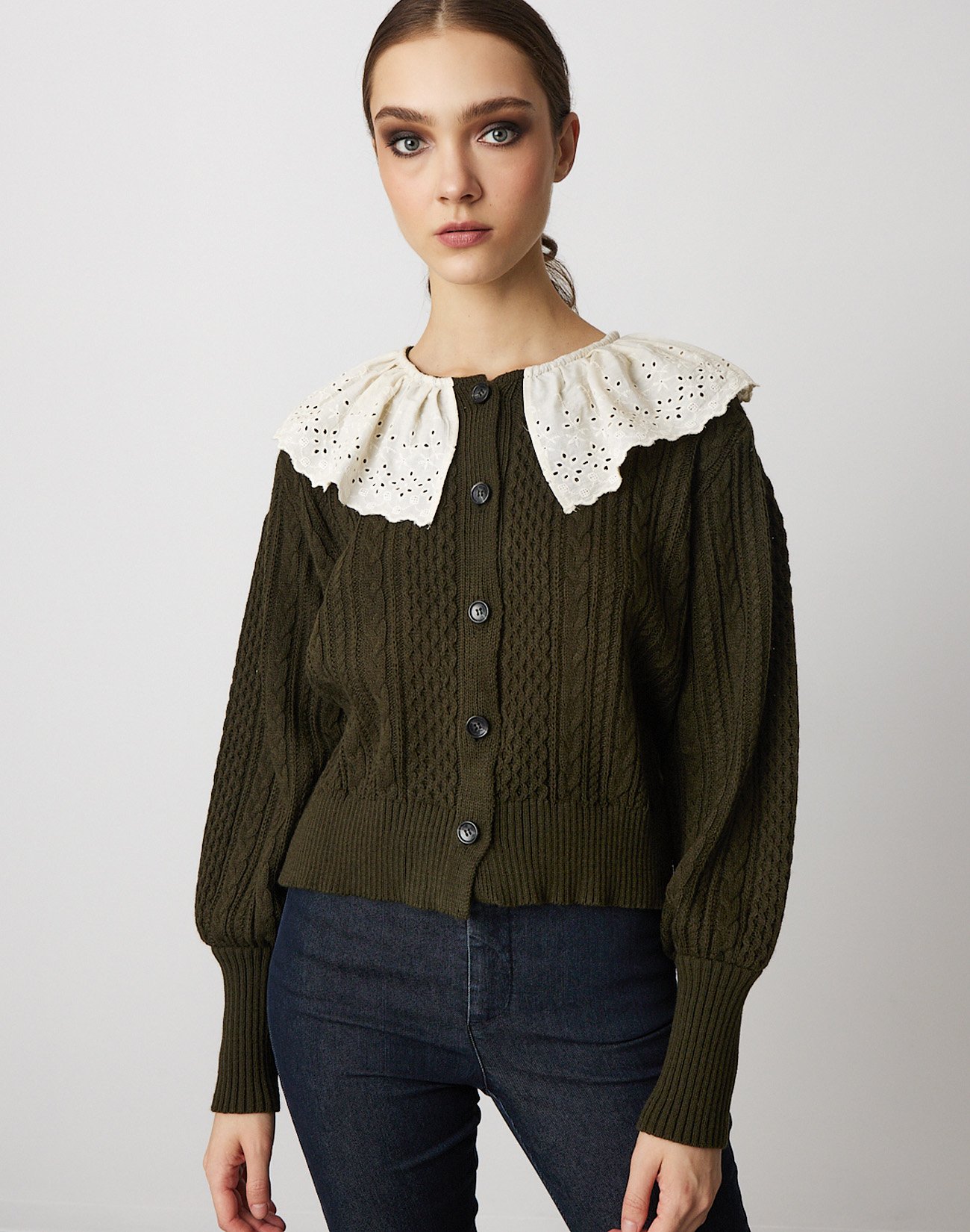Cardigan with broderie detail