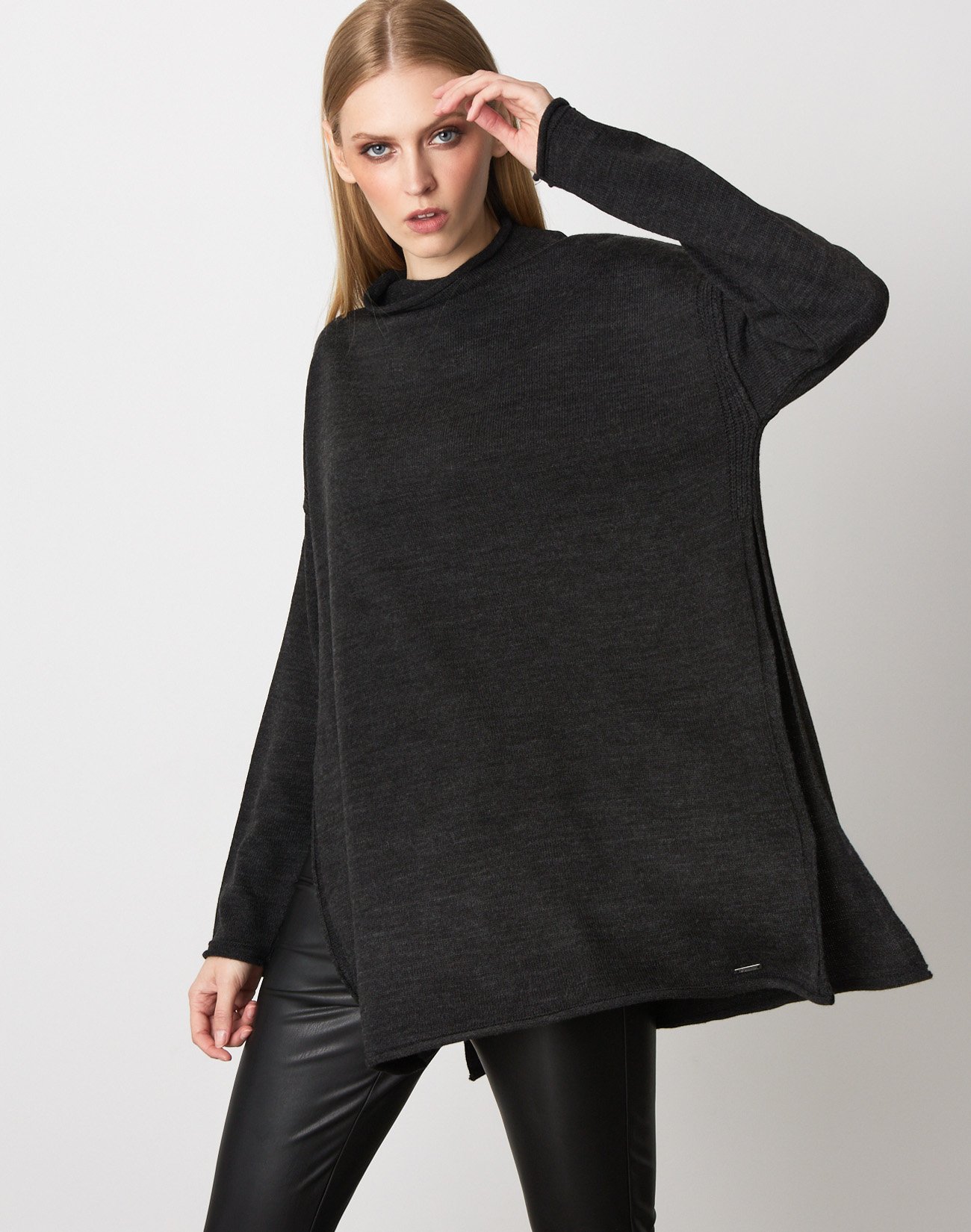 Knit top with high neck