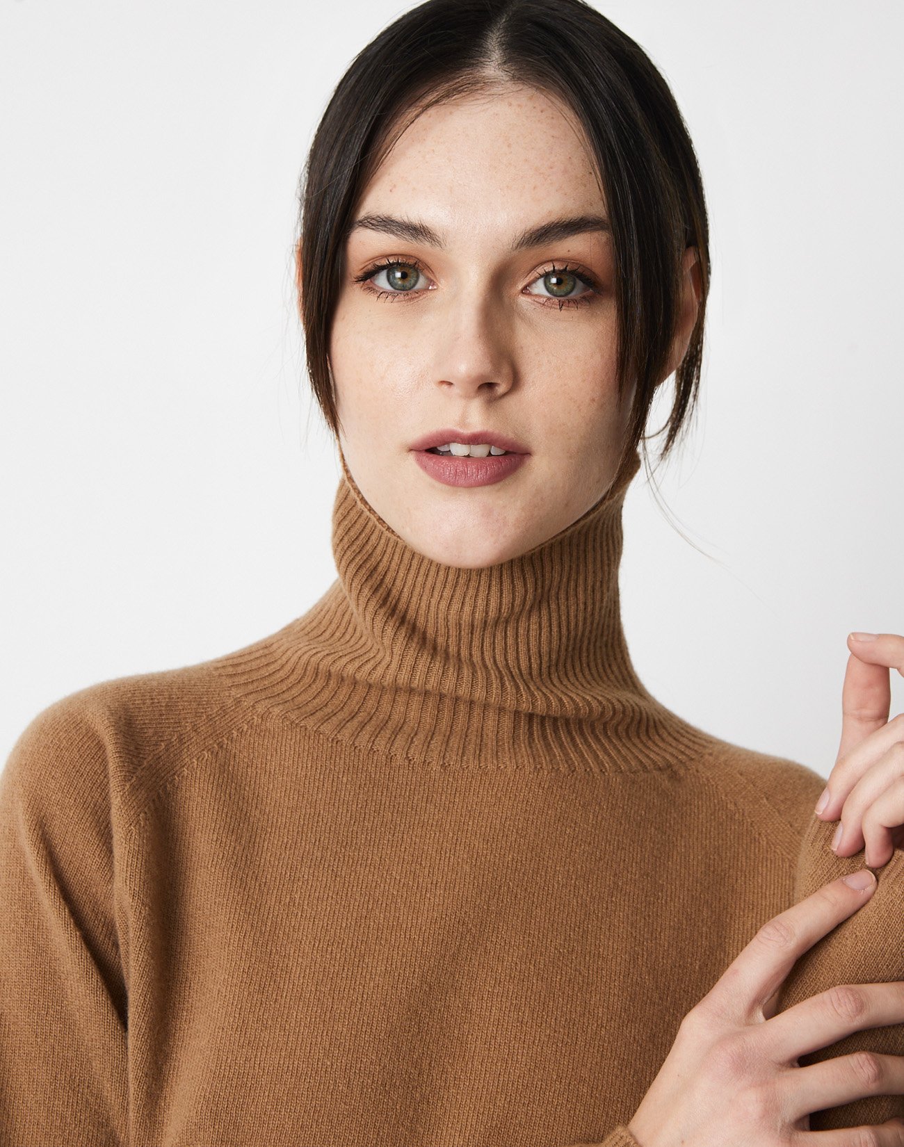 Knit top with high neck