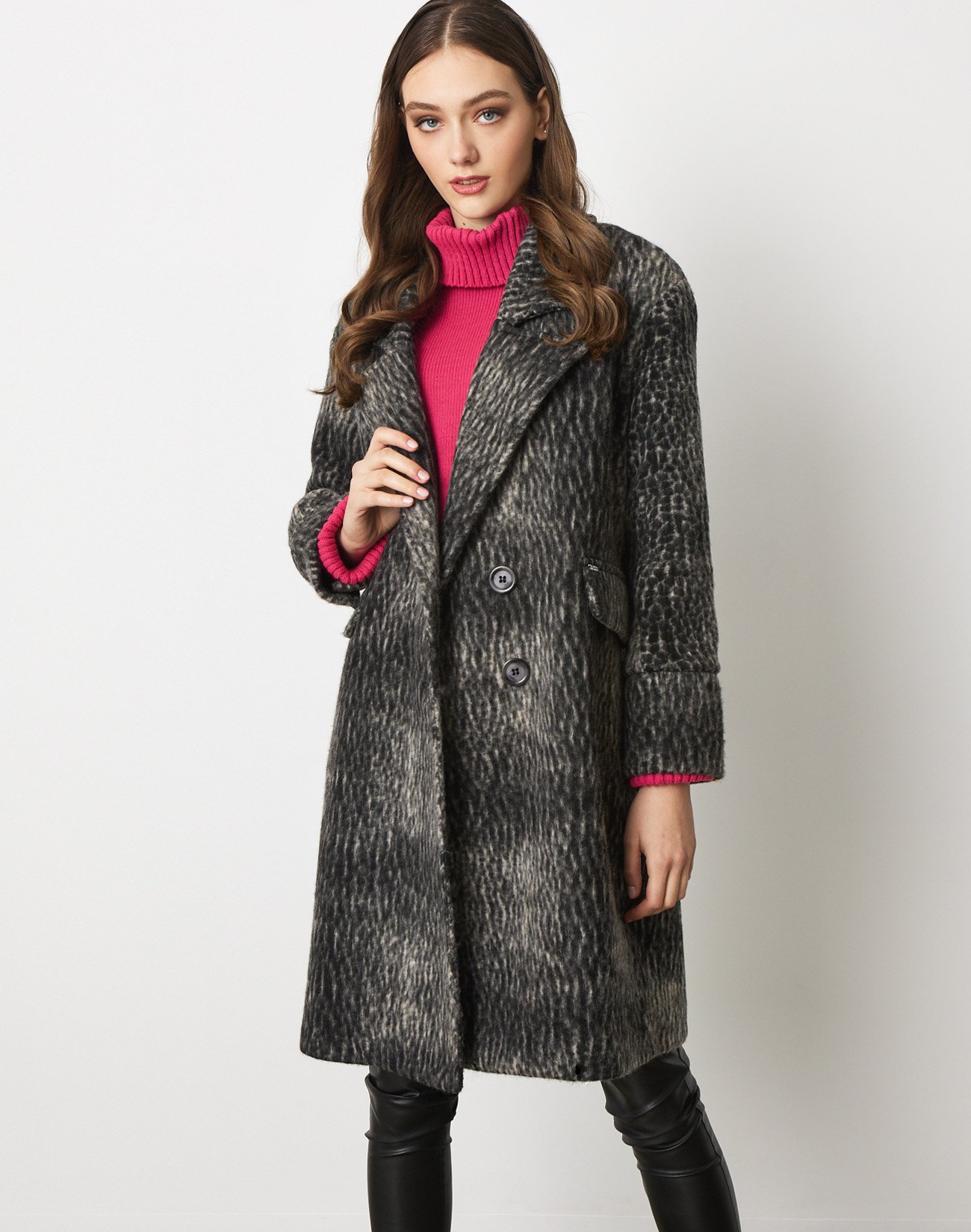 Wool blend printed coat