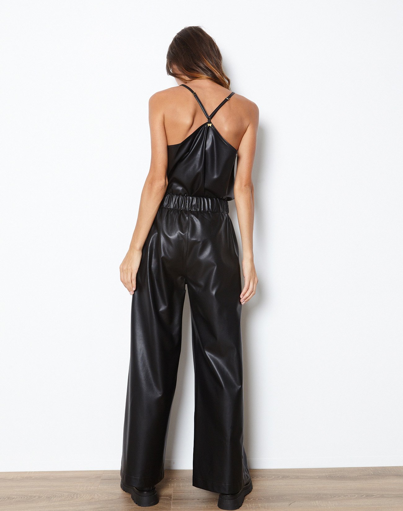 Wide leg faux leather  trousers