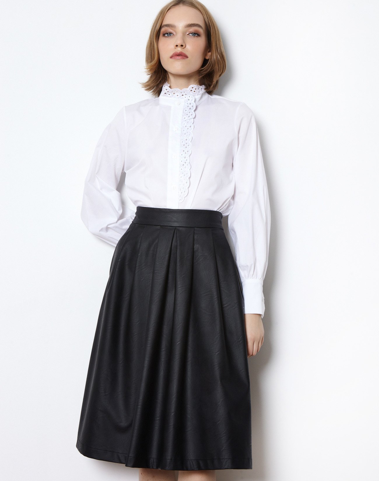 Midi faux leather skirt