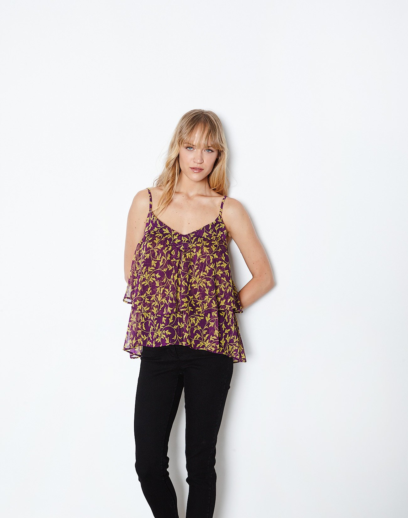 Printed lingerie style top