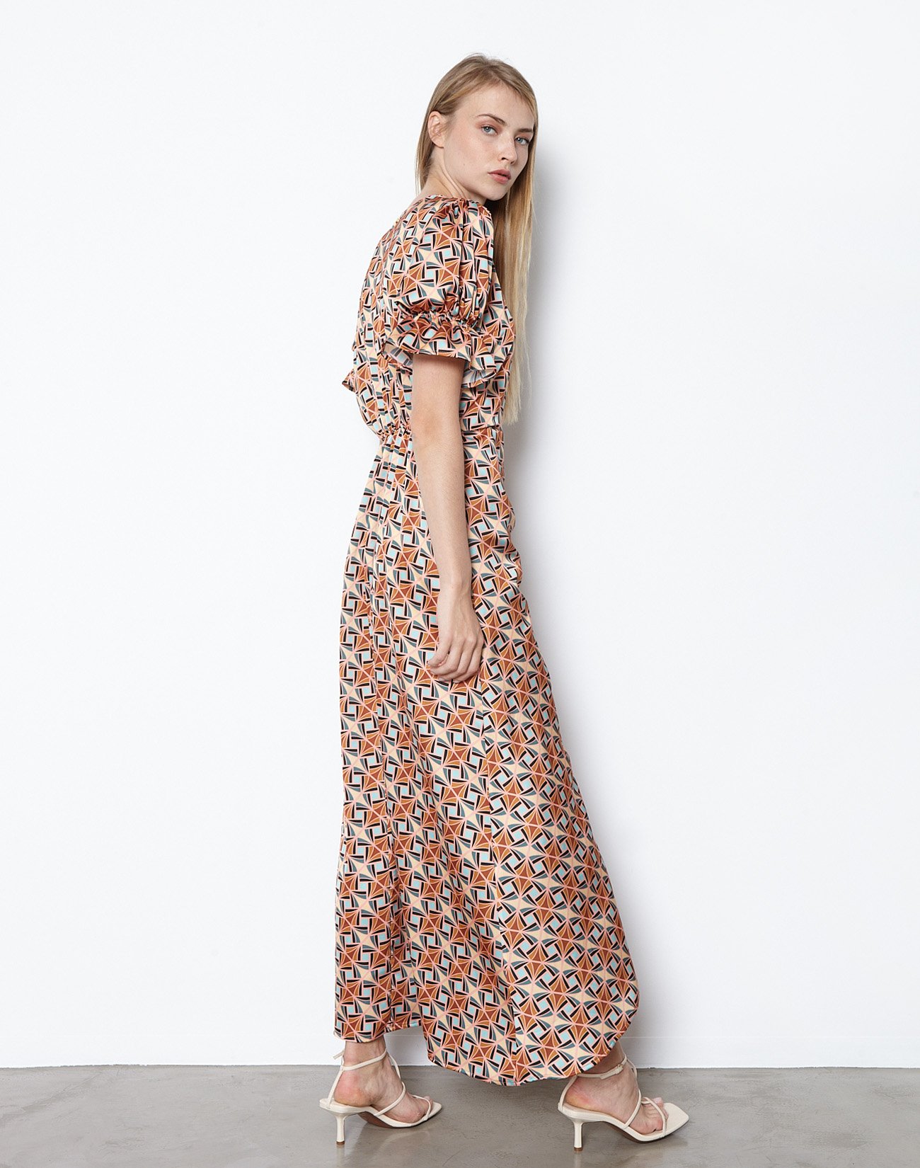 Printed maxi dress with buttons
