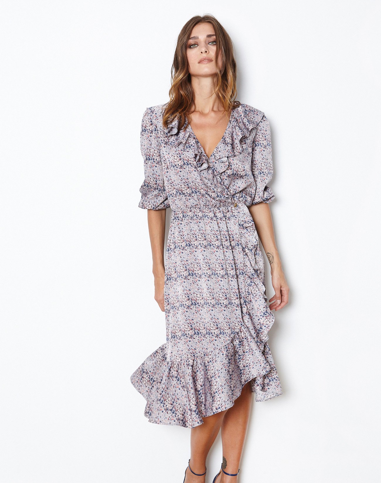 Printed dress with ruffles