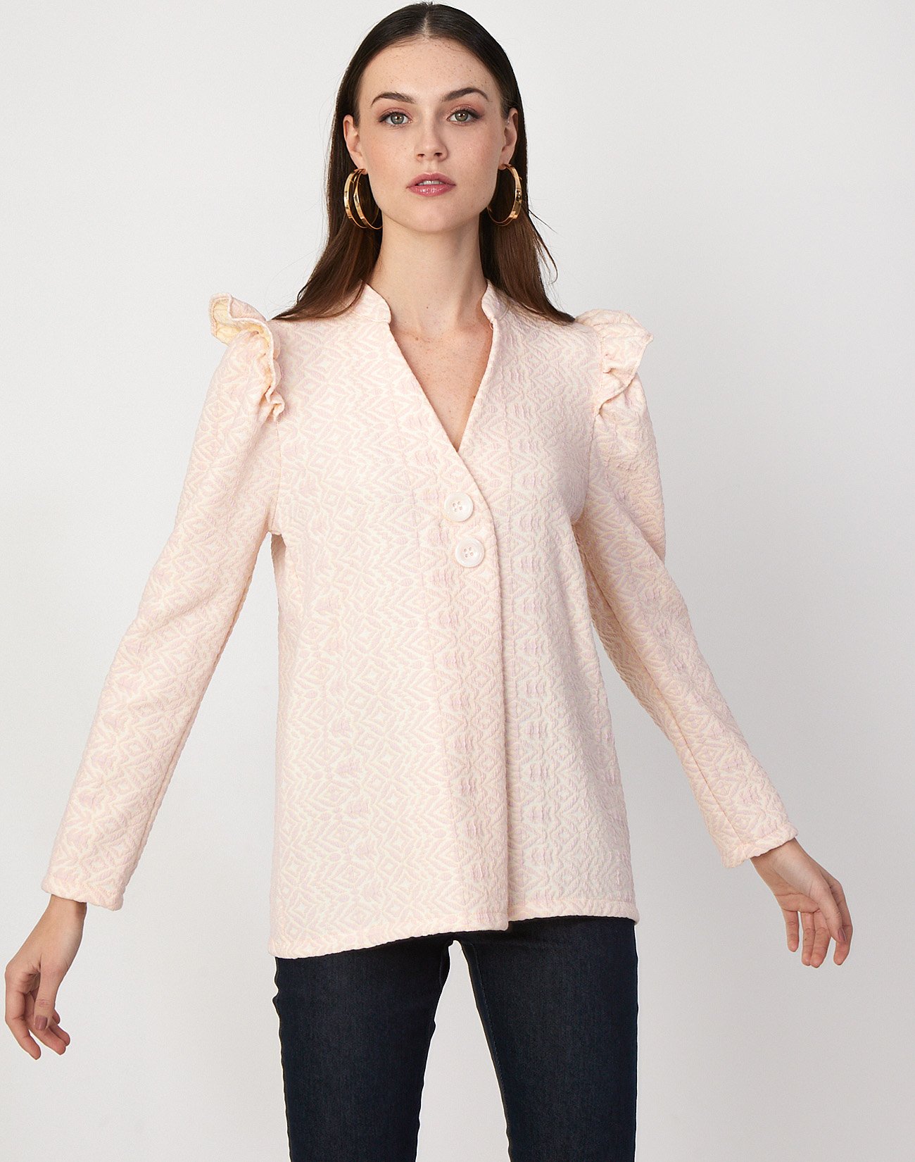 Jacquard top with buttons