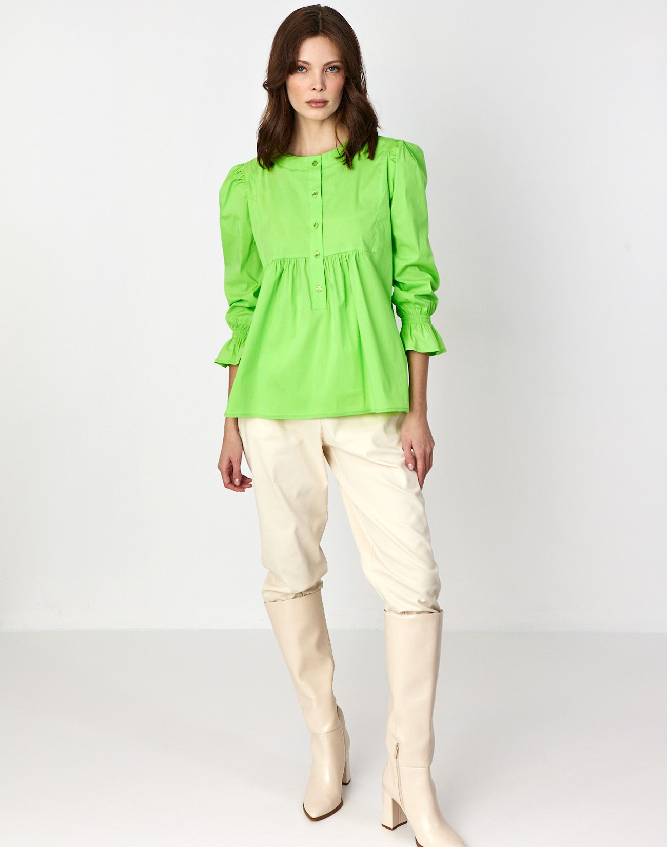 Shirt with pleating detail