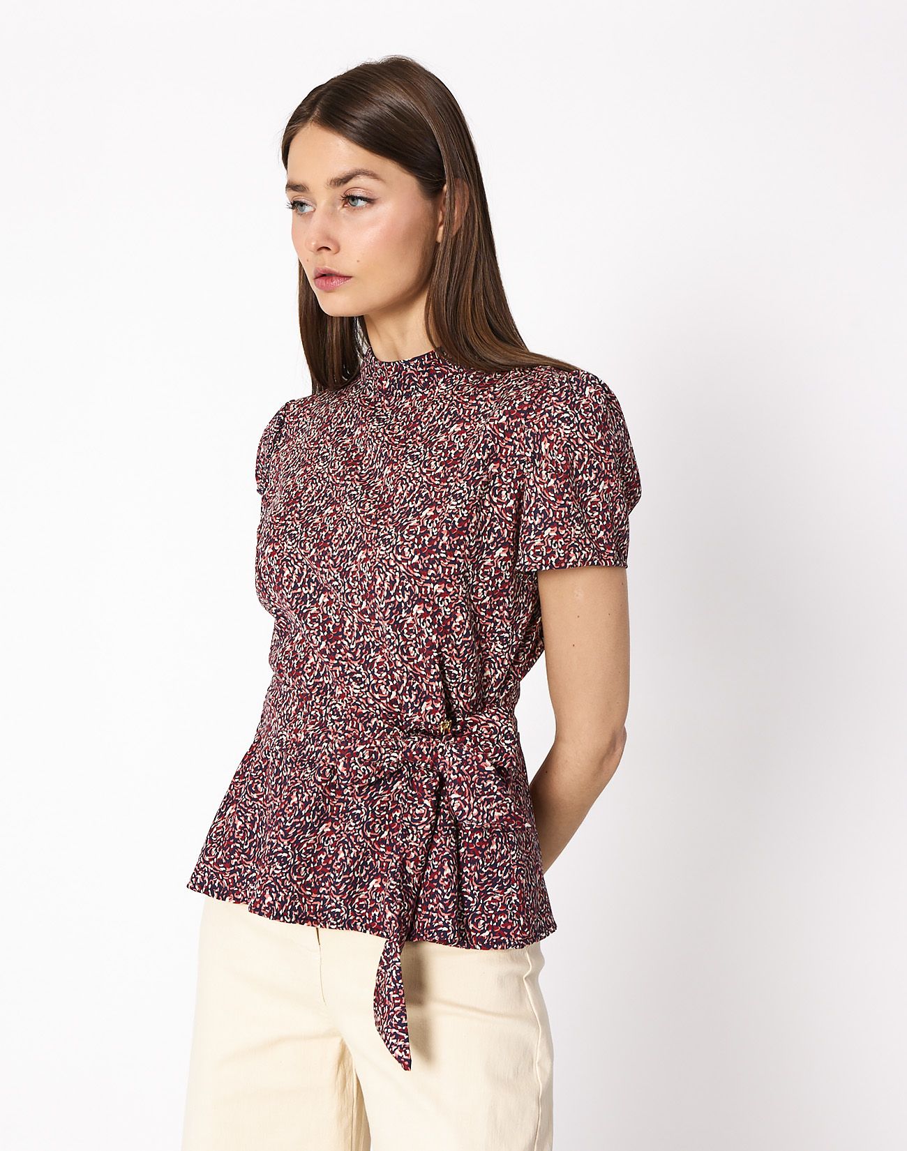 Printed top with tie
