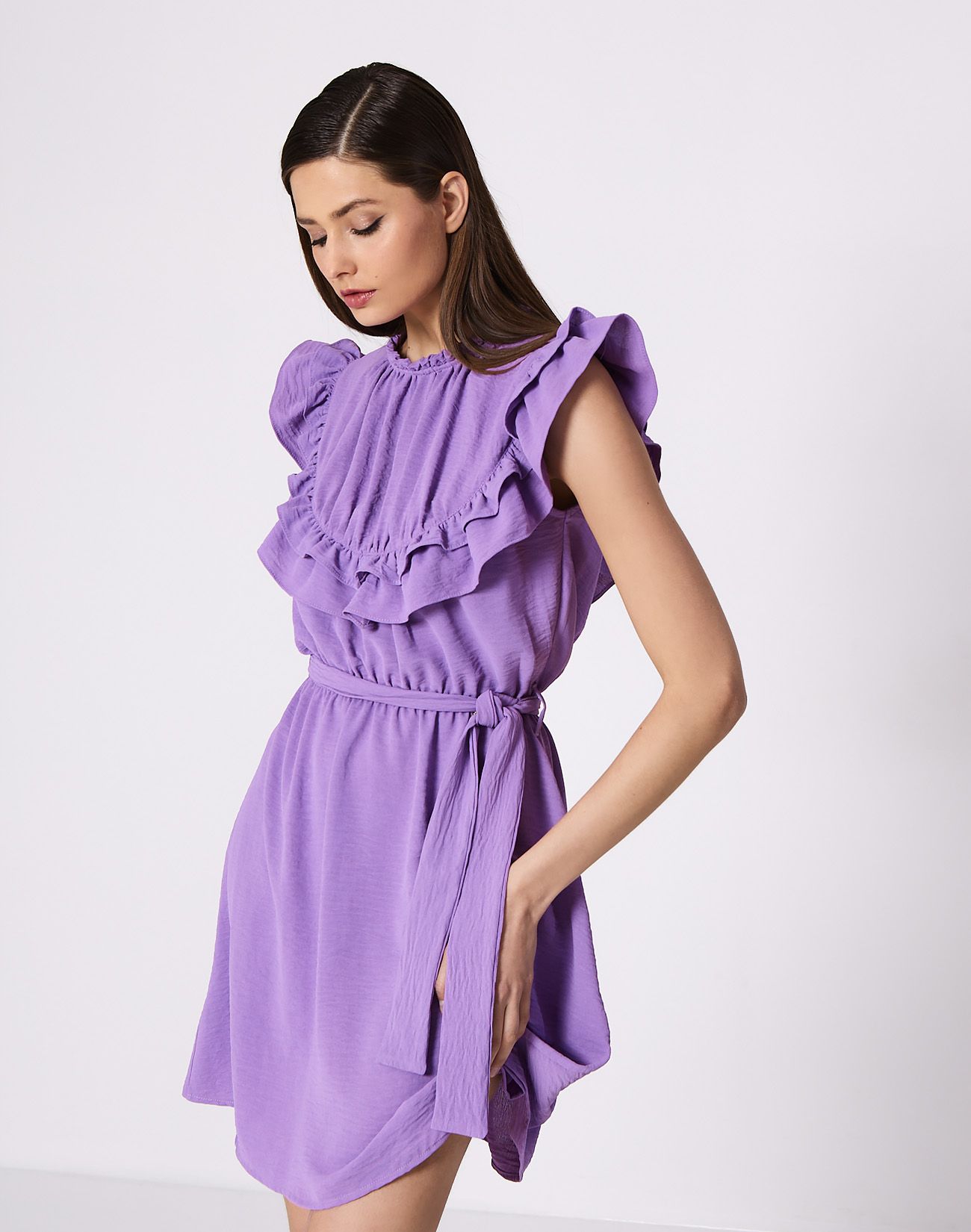 Dress with double ruffles