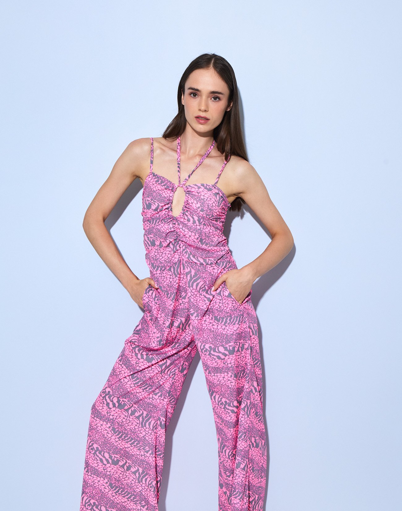 Printed jumpsuit with opening
