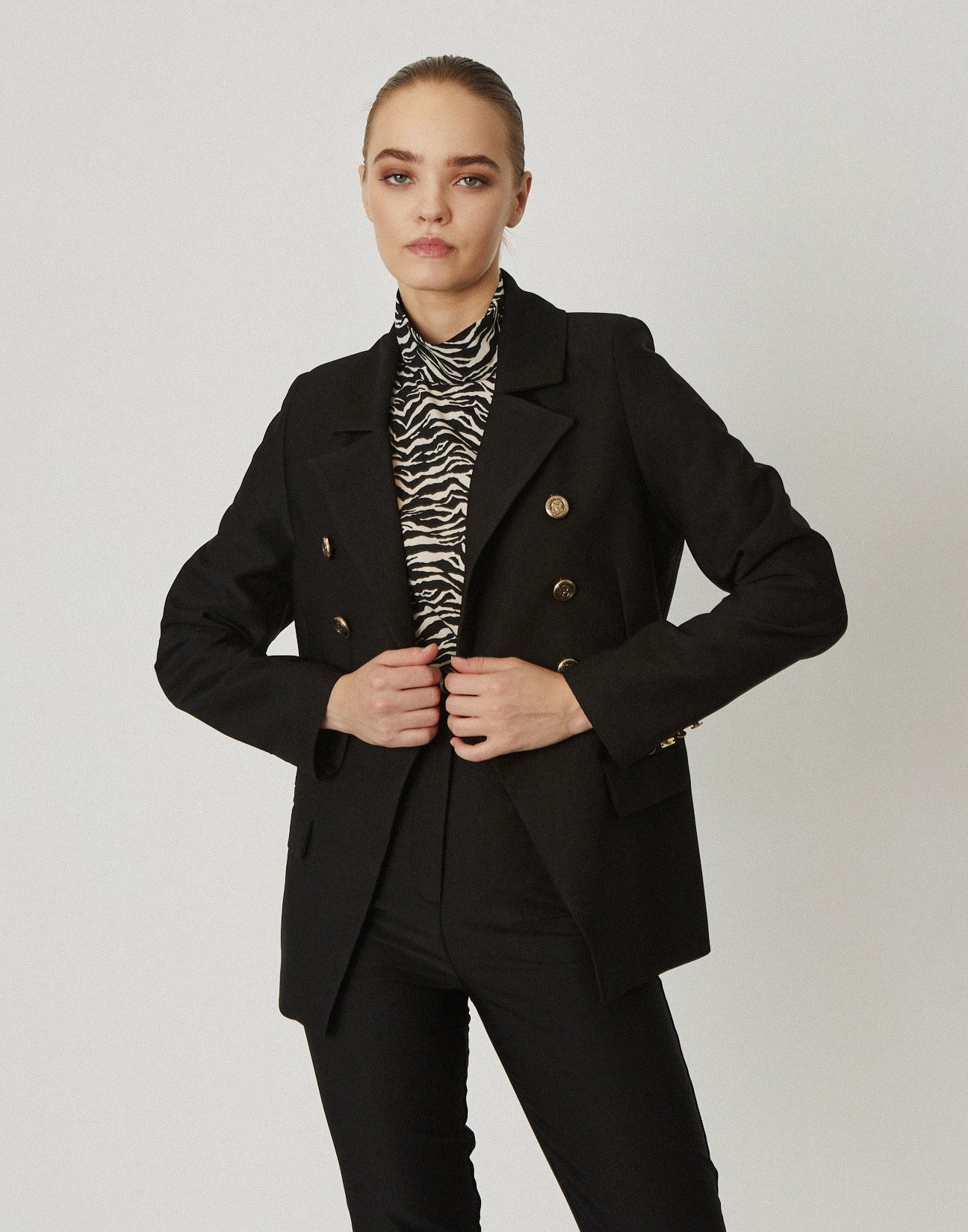 Double breasted blazer with buttons
