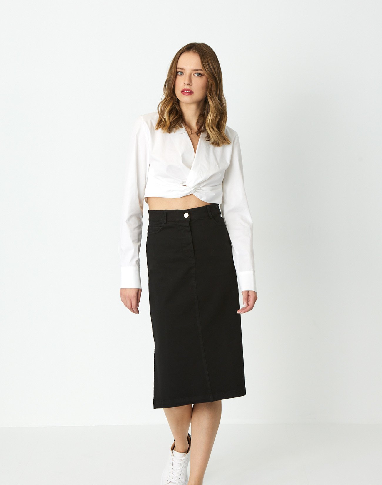 Midi skirt with openings