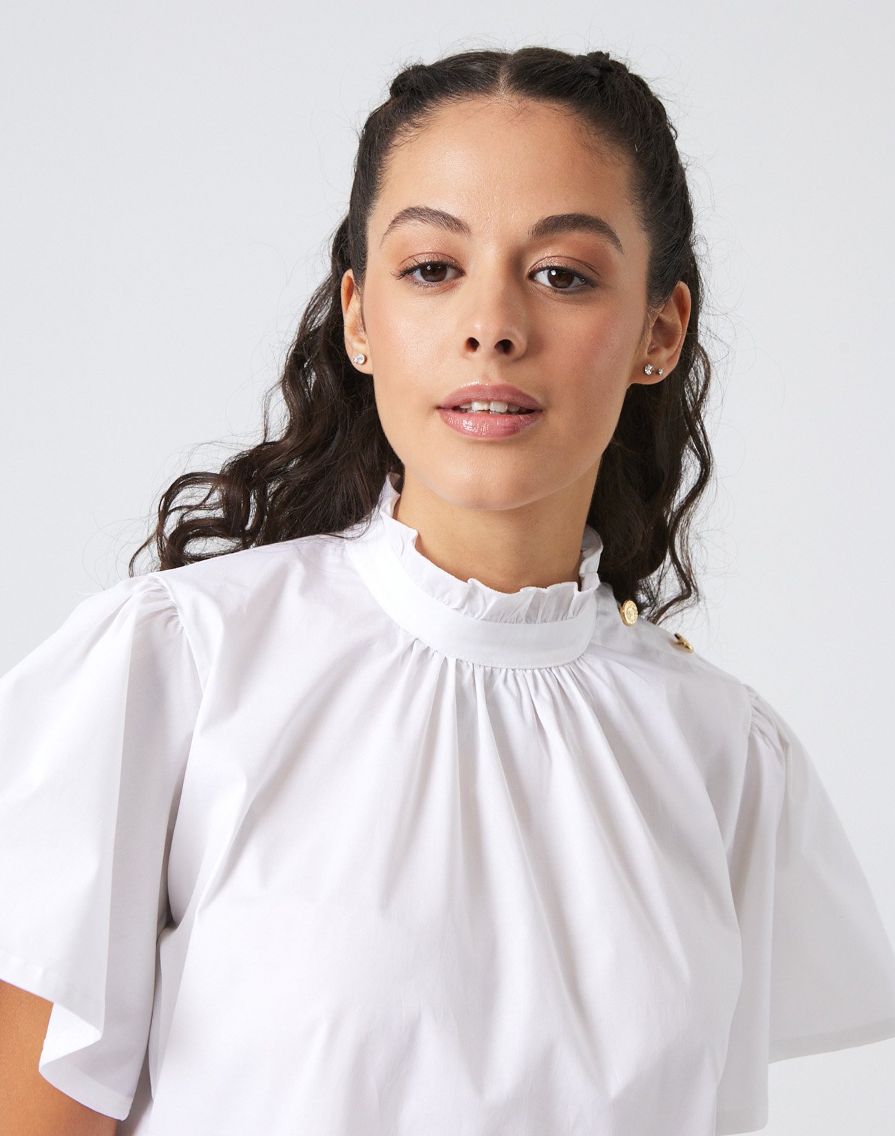 Top with ruffled sleeves