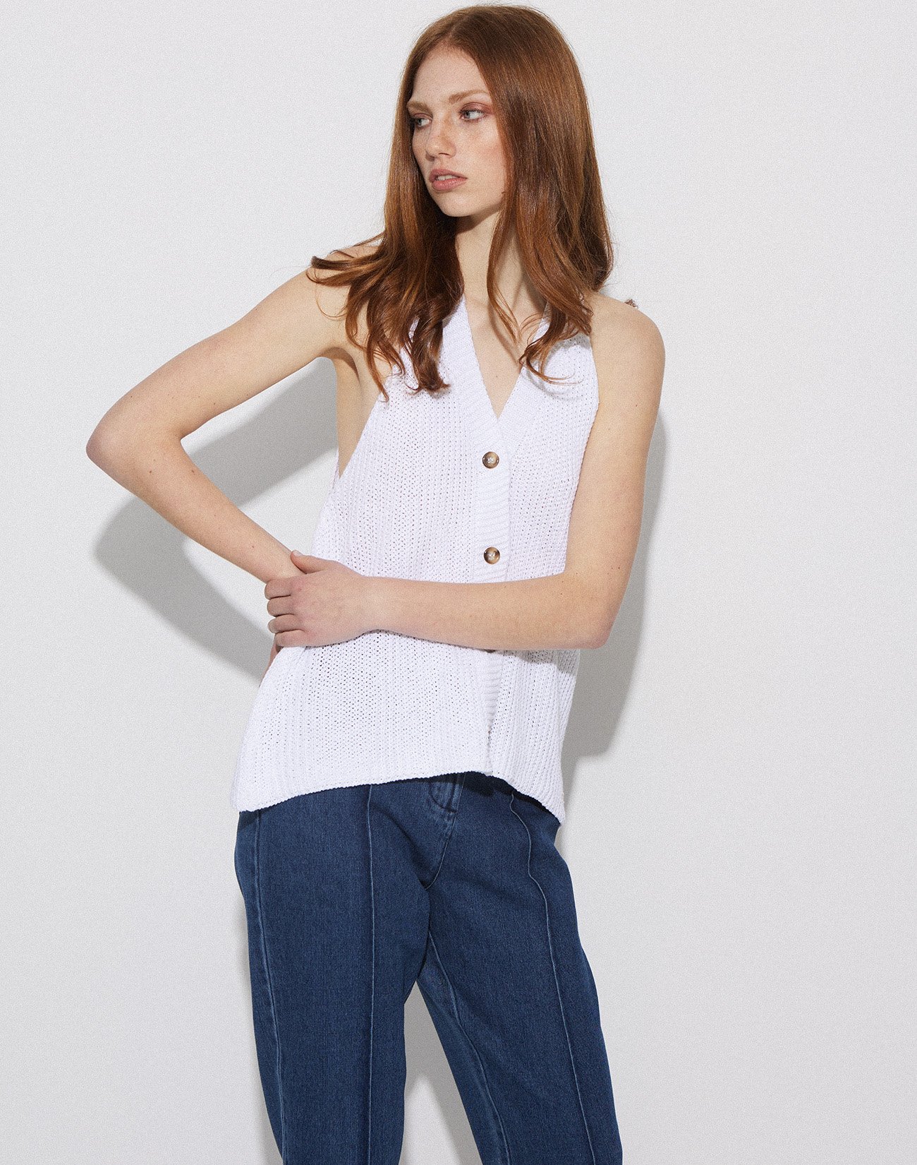 Knit top with buttons