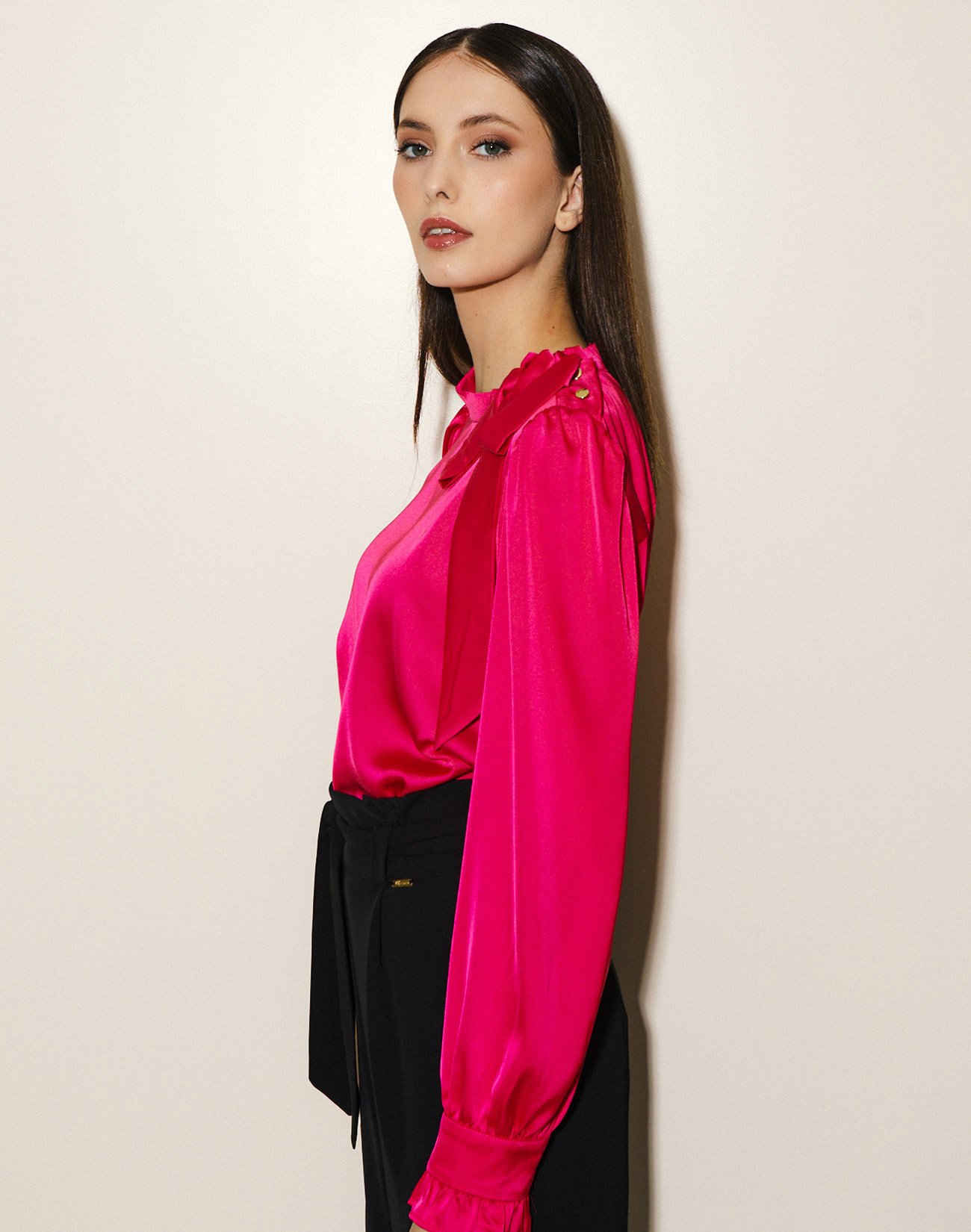 Satin blouse with tie