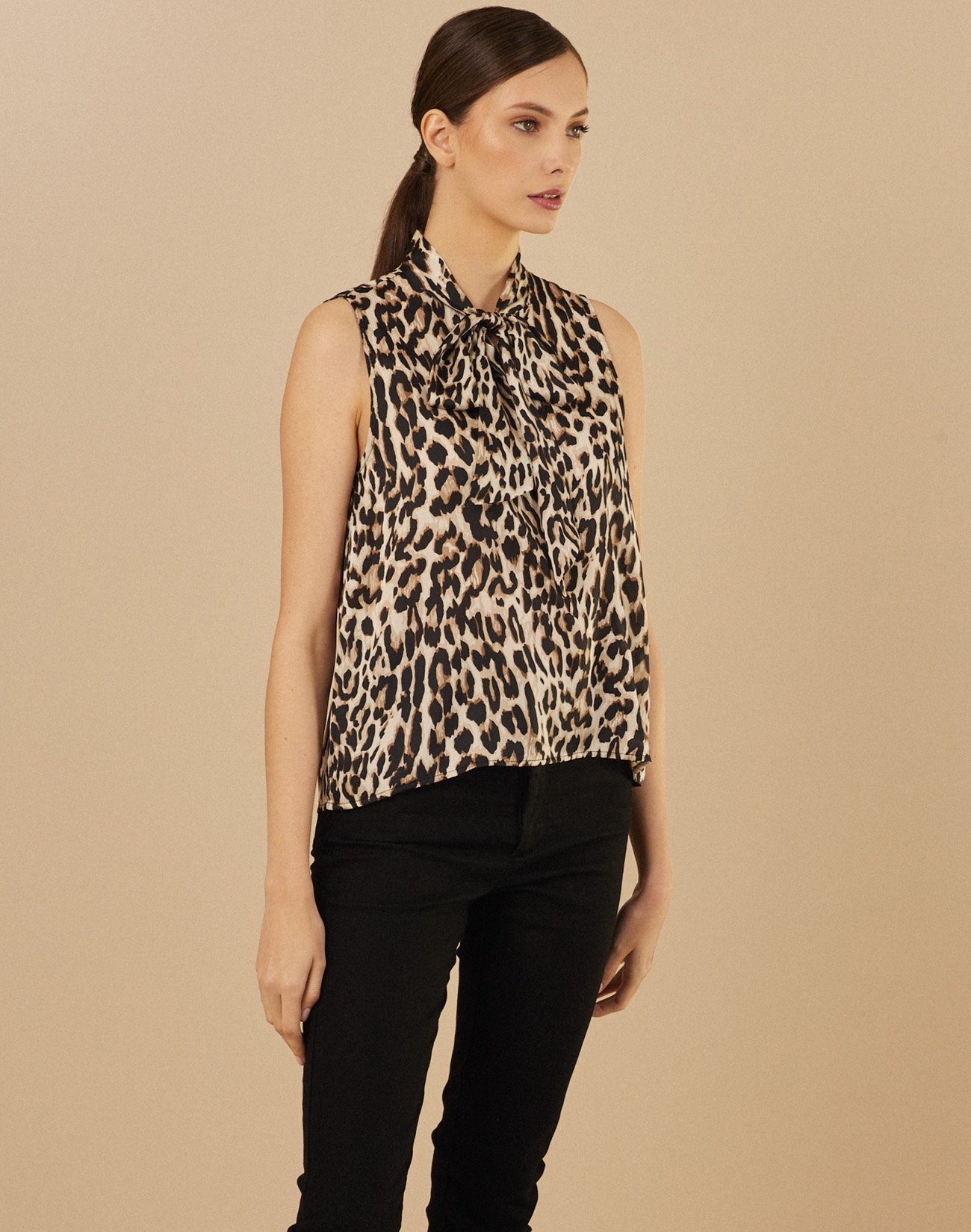Animal print top with tie