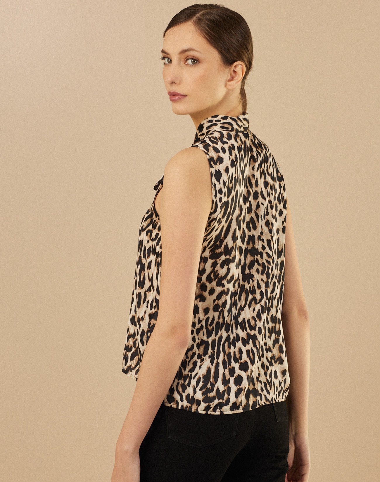 Animal print top with tie
