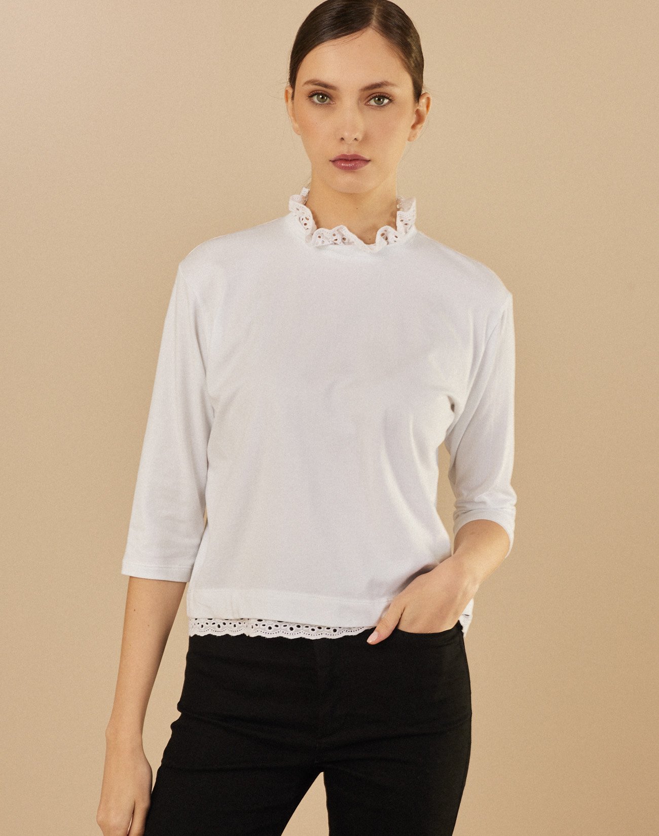 Blouse with broderie detail