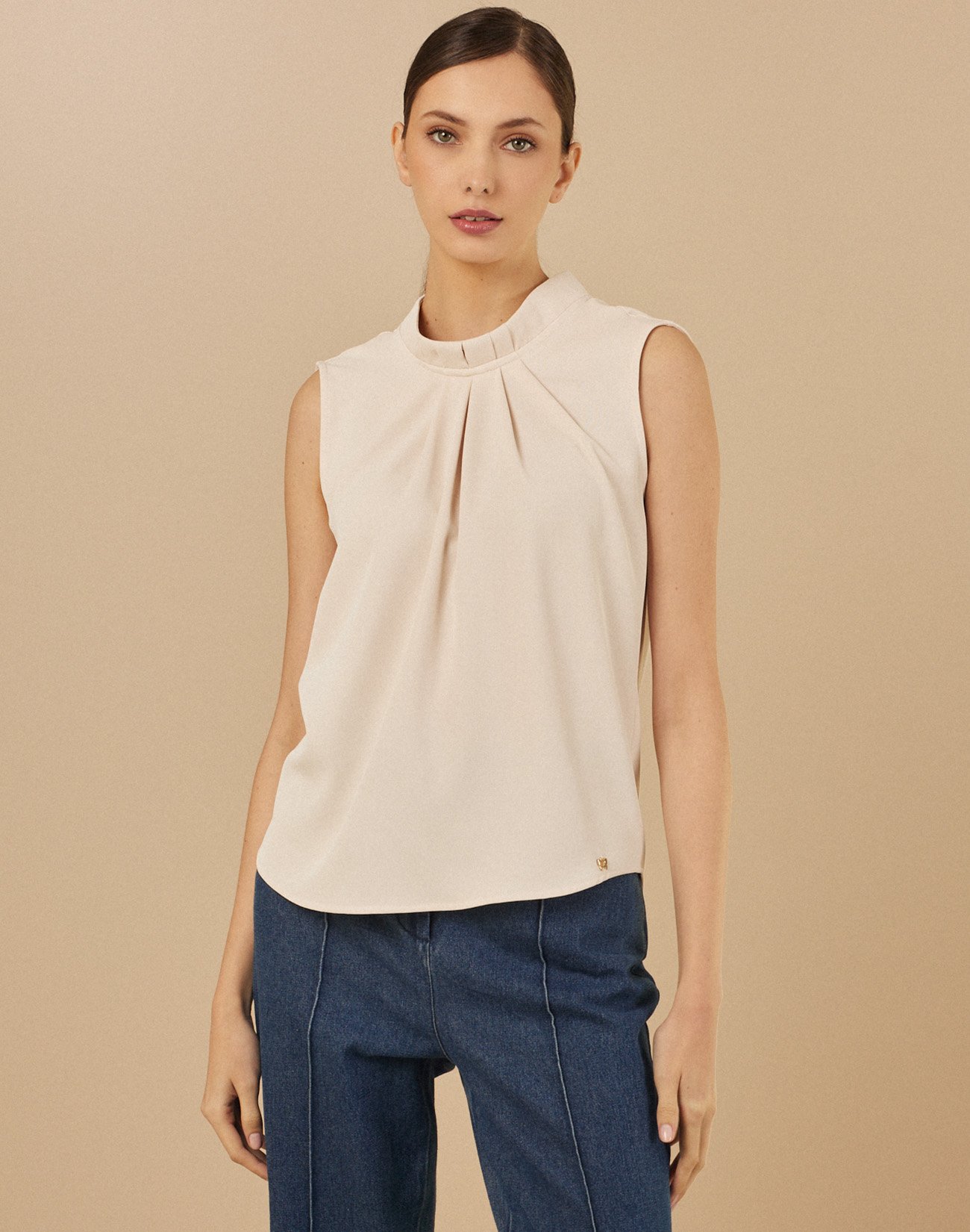 Top with pleated detail