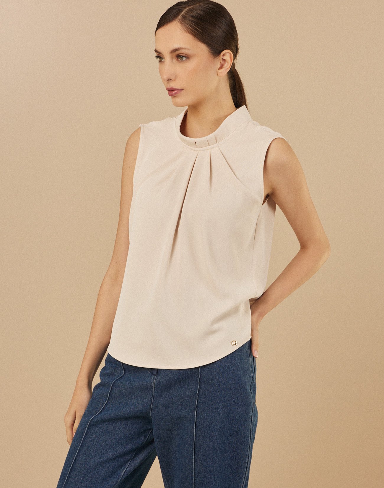 Top with pleated detail