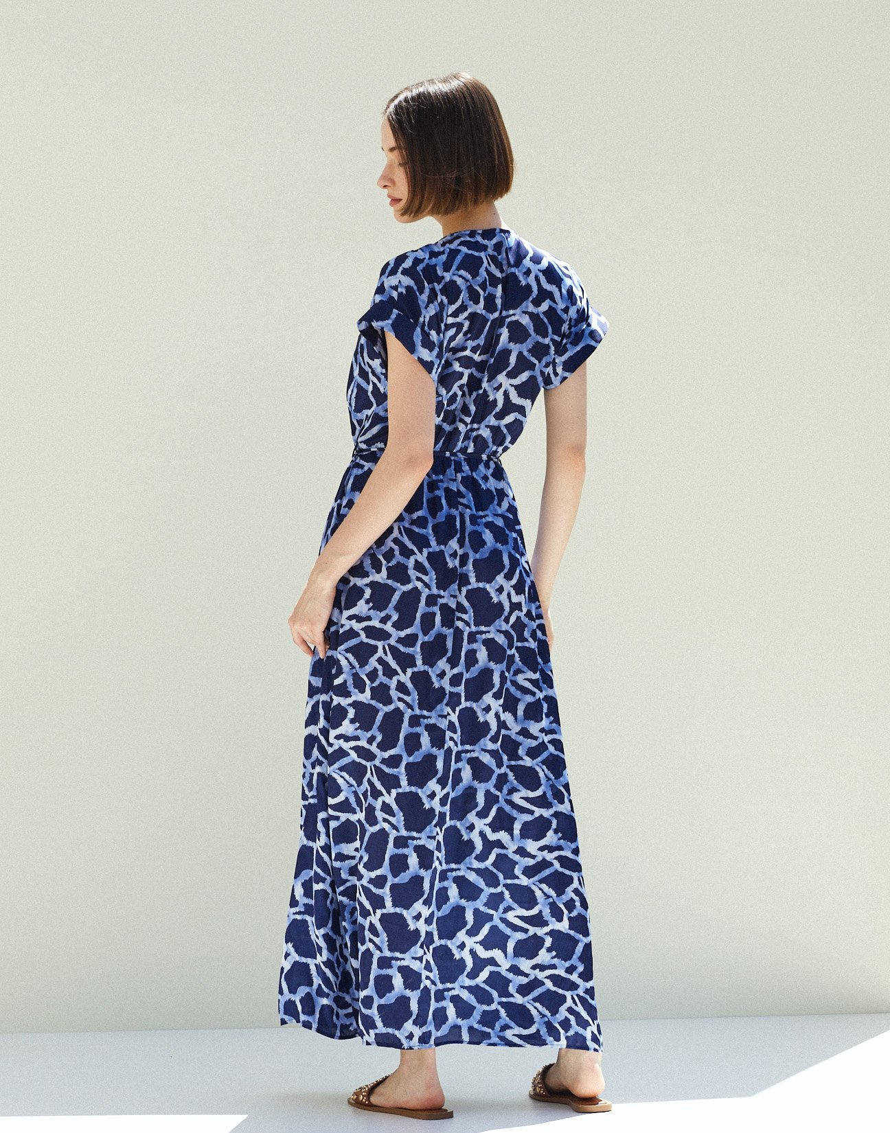 Printed maxi satin dress