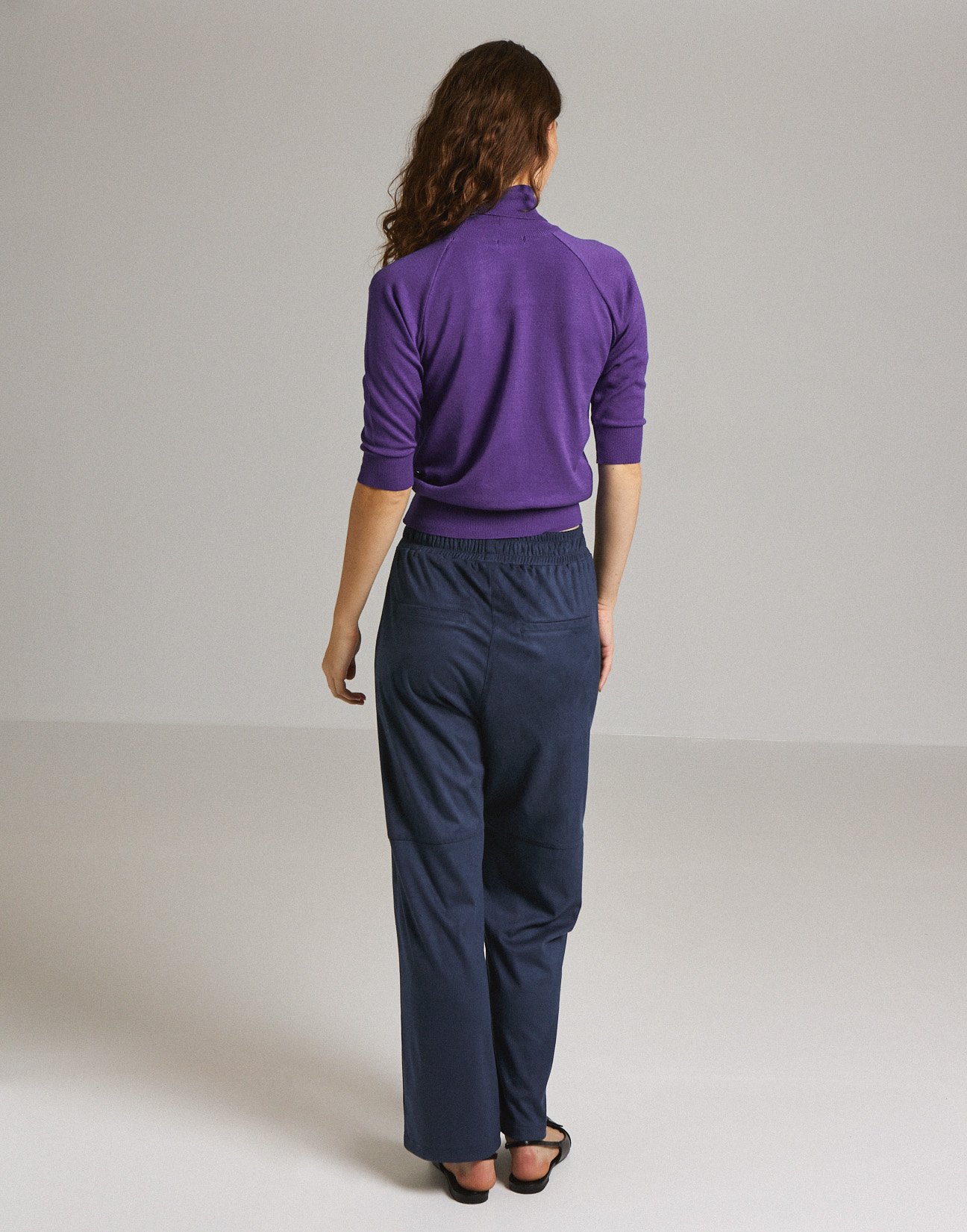 Faux suede trousers with straight fit