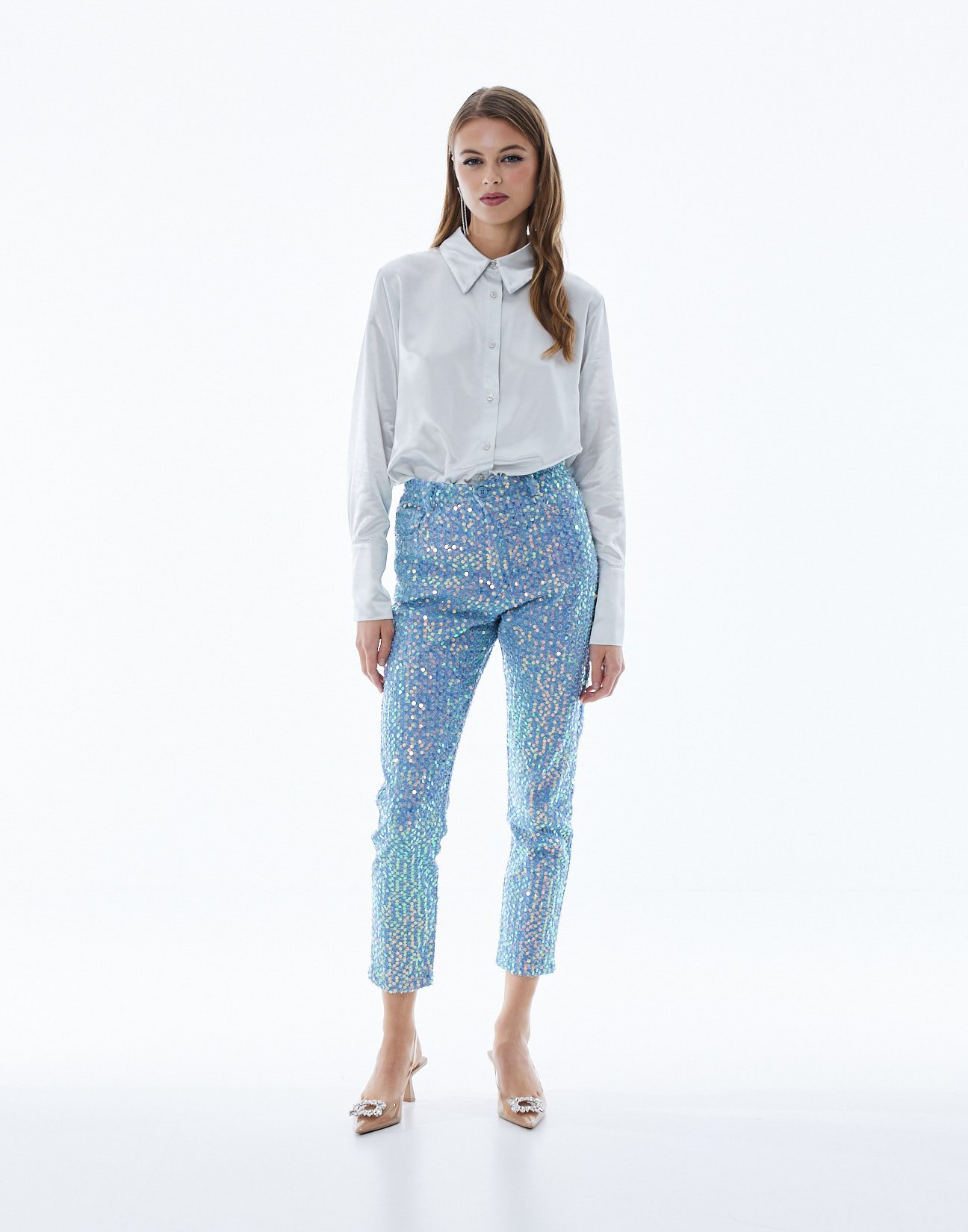Sequinned jeans trousers