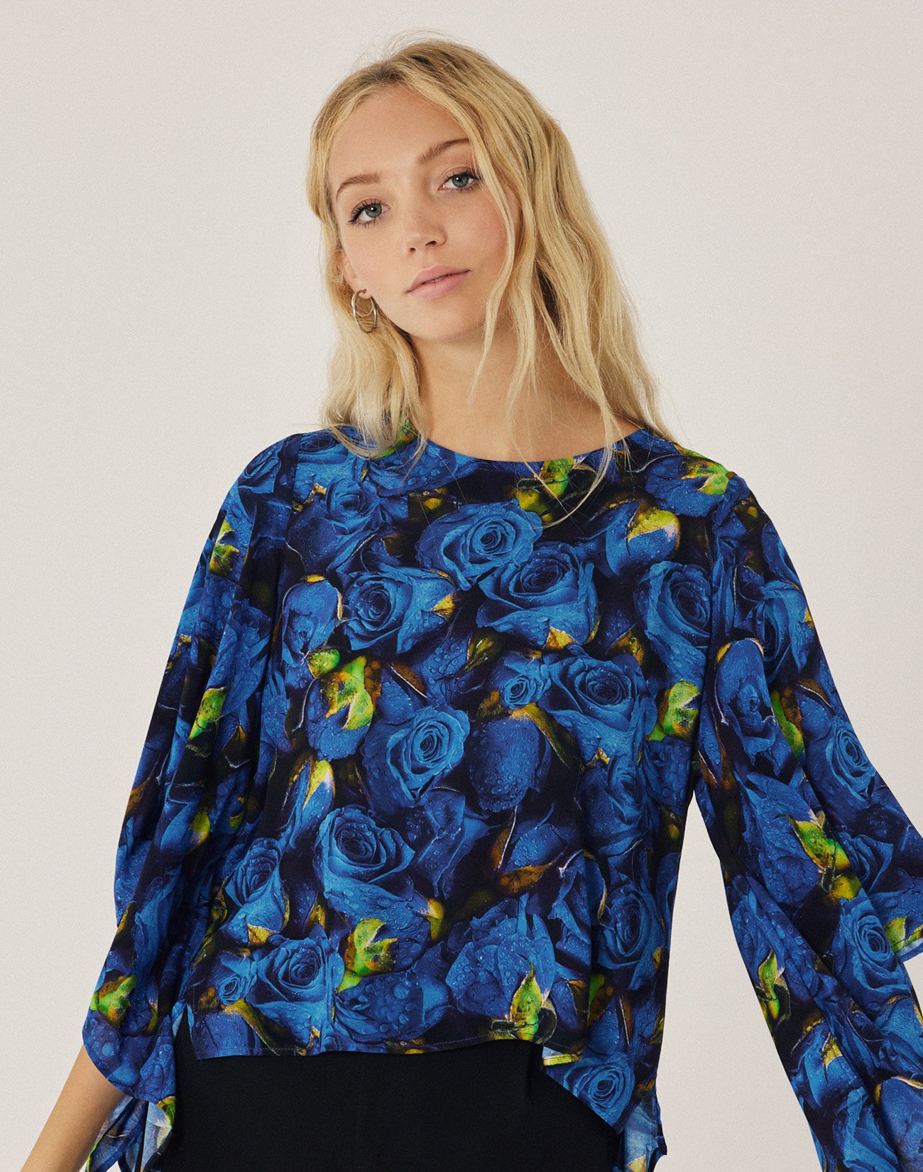 Asymmetric print blouse