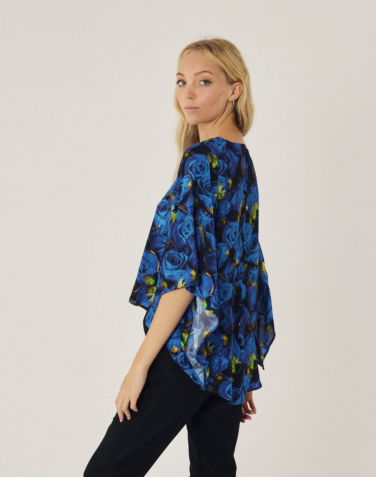 Asymmetric print blouse