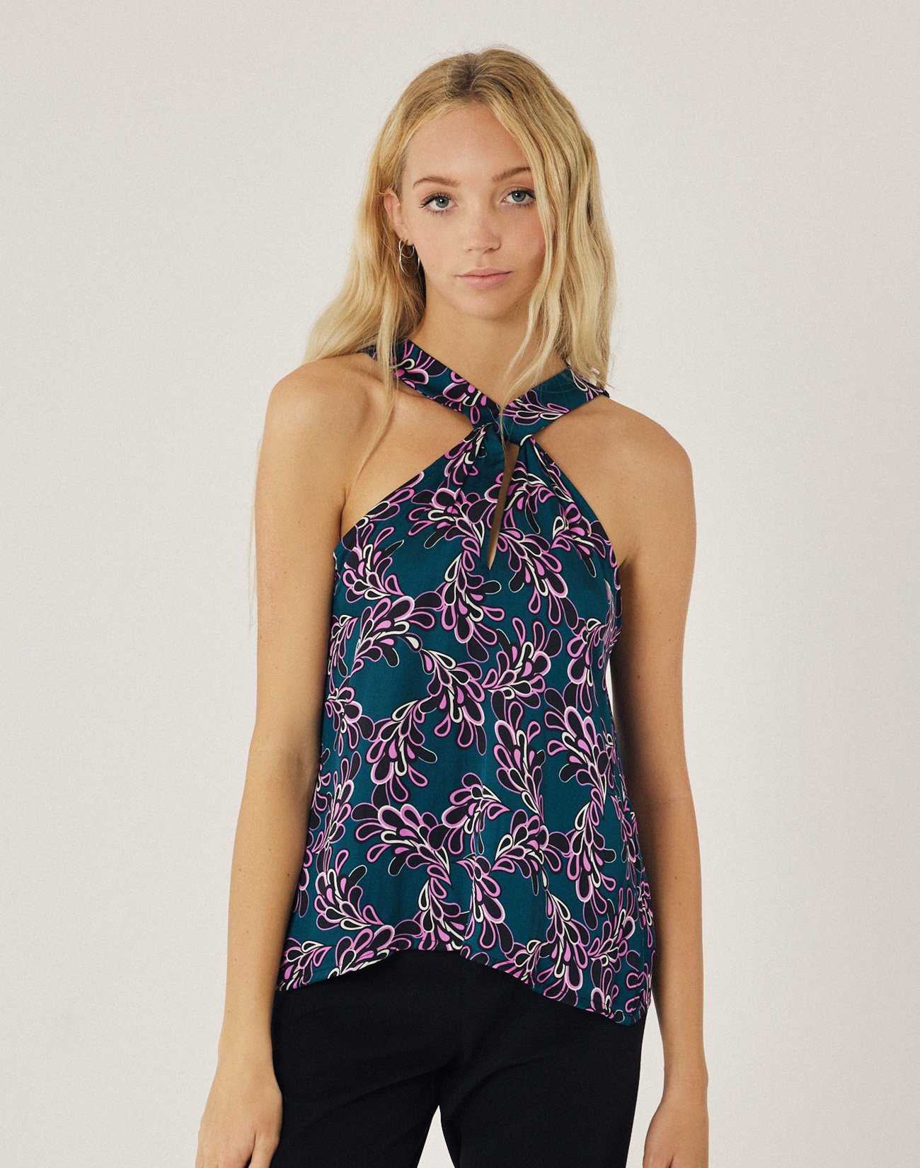 Printed top with opening