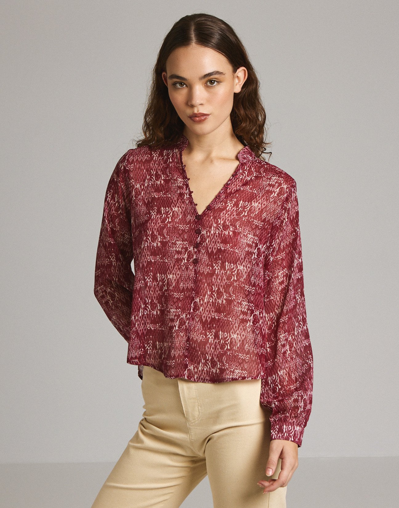 Sheered print blouse