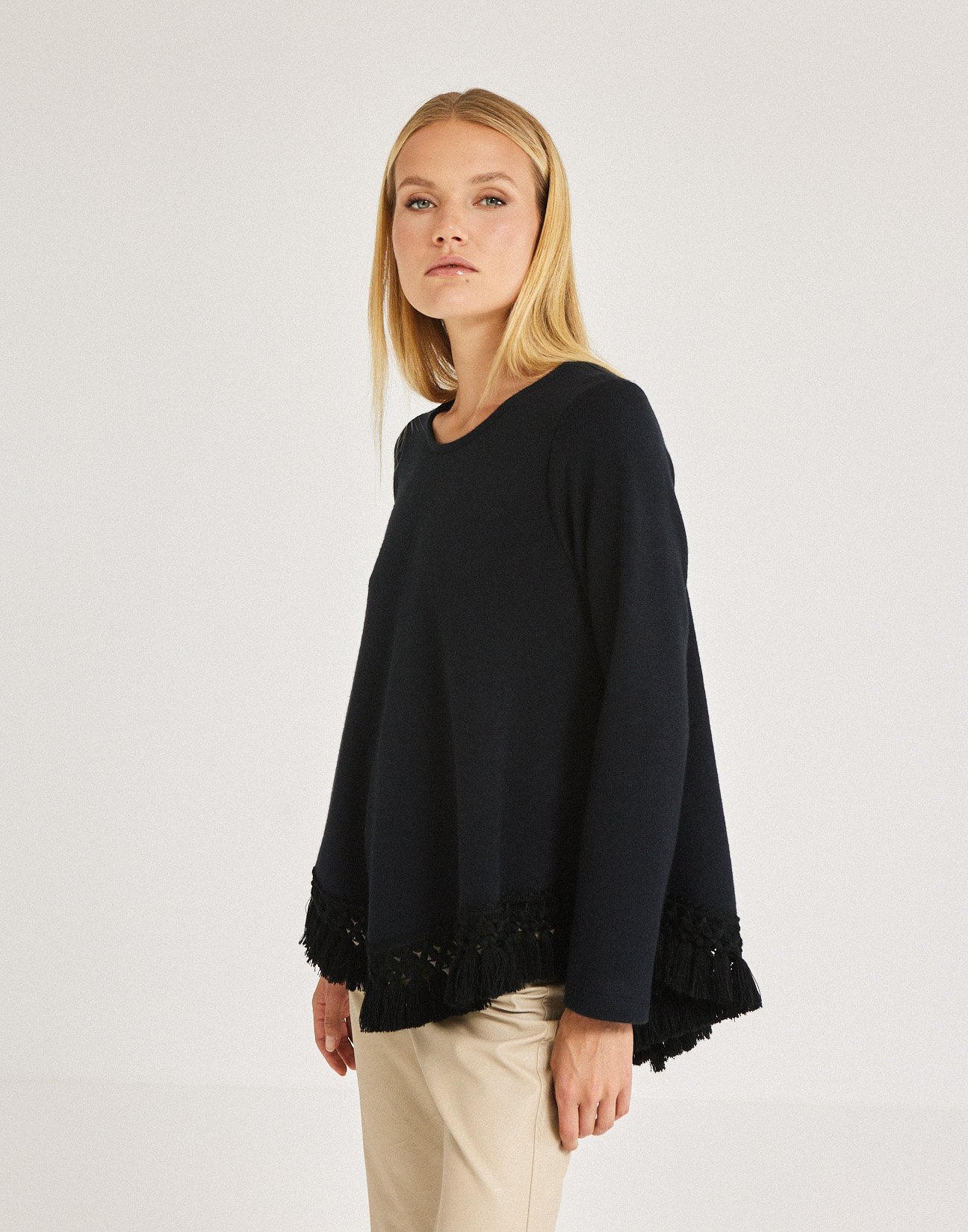 Blouse with fringing
