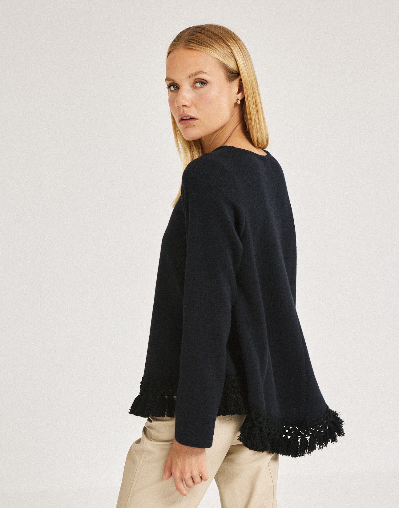 Blouse with fringing